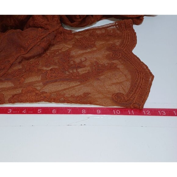 Dizzy Gal Embroidered Floral Lace Kimono Duster Rust Brown Womens S Boho Indie - Picture 6 of 6
